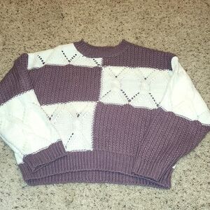 Love Tree purple/white block sweater Size Small